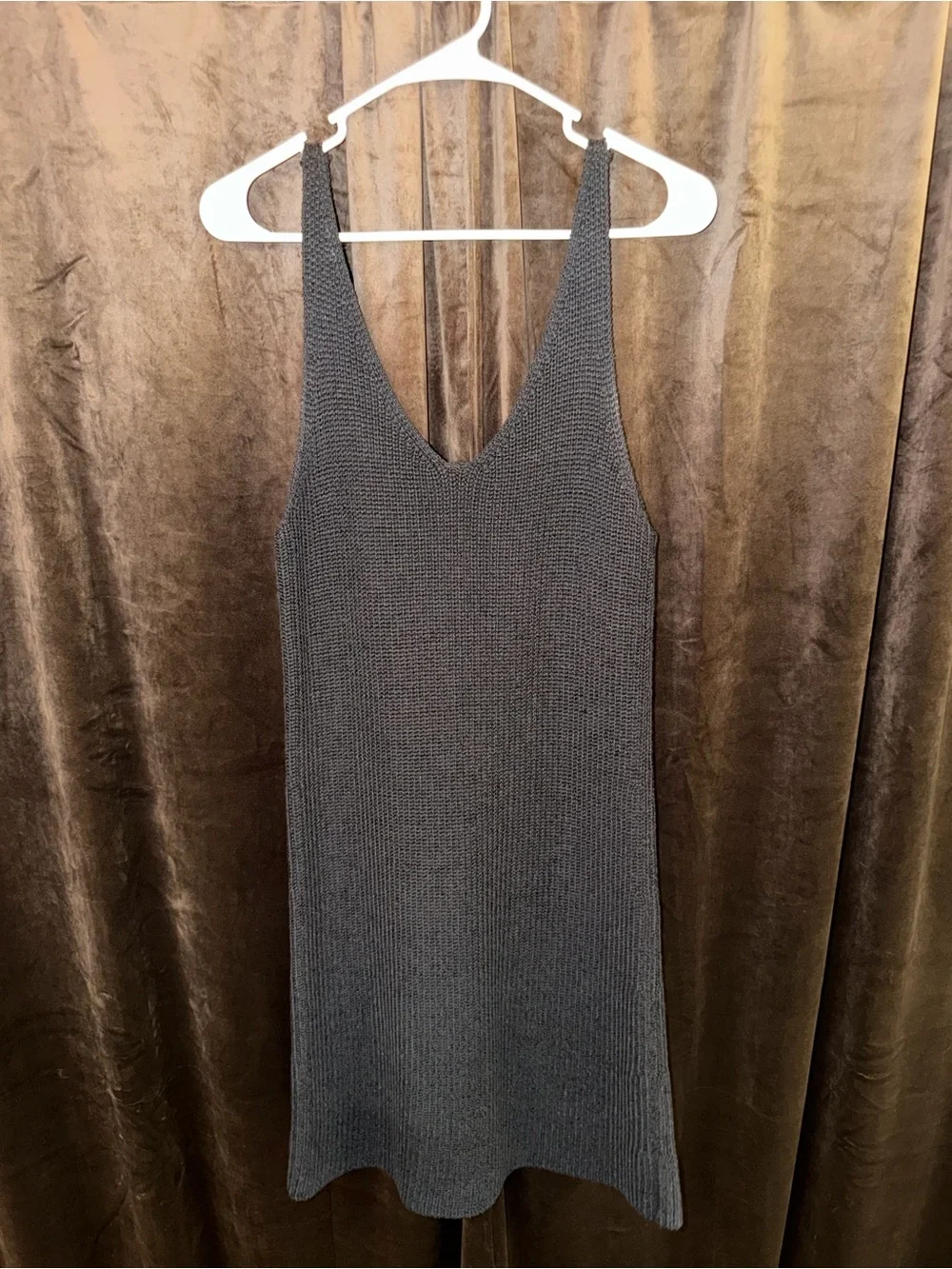 Rare Vintage J. Crew Dark Gray Knit Midi Slip Dress